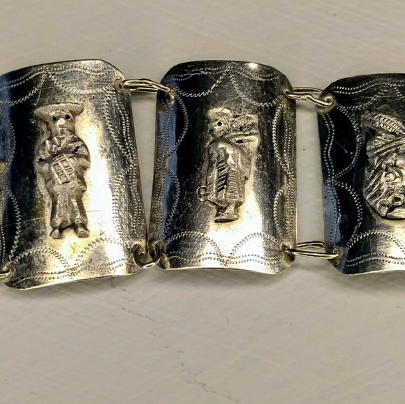 Peruvian Sterling Silver story panel bracelet - Picture 5 of 6